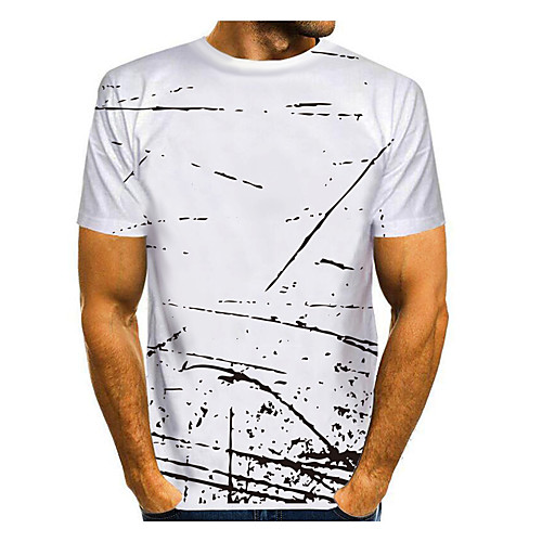 

Men's T shirt Shirt Graphic Print Short Sleeve Daily Tops Basic Round Neck White