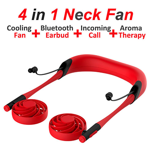 

4 In 1 USB Rechargeable Neckband Earphone Dual Cooling Fan Headset Lazy Neck Hanging Bluetooth Fan Headphone Earpods