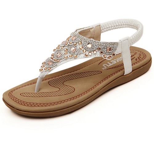 

Women's Sandals Summer Flat Heel Open Toe Daily PU White / Pink