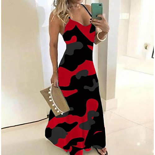 

Women's Strap Dress Maxi long Dress - Sleeveless Floral Summer Sexy 2020 Red Blushing Pink Green Gray Light Blue S M L XXL XXXL XXXXL XXXXXL