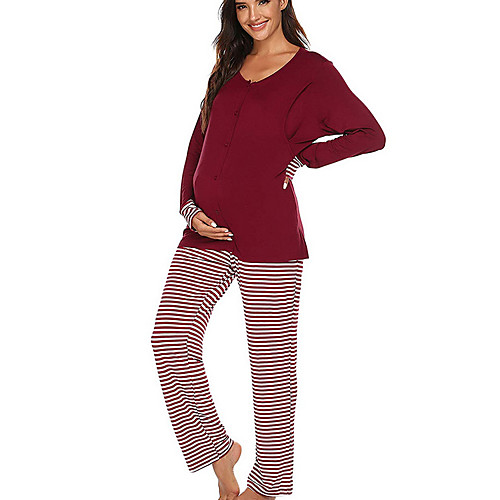 

Women's Deep V Suits Pajamas Striped