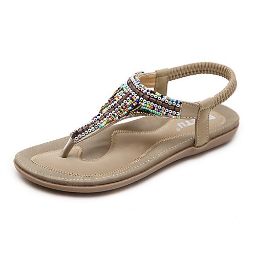 

Women's Sandals Summer Flat Heel Open Toe Boho Daily PU Black / Beige