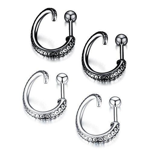 

Men's Stud Earrings Geometrical Totem Series Stylish Stainless Steel Earrings Jewelry Black / Silver For Festival 1 Pair
