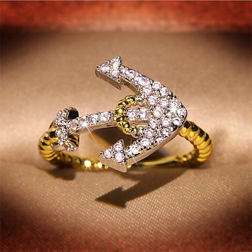 

Women's Ring 1pc Gold Copper Imitation Diamond Round Stylish Anniversary Festival Jewelry Classic Anchor