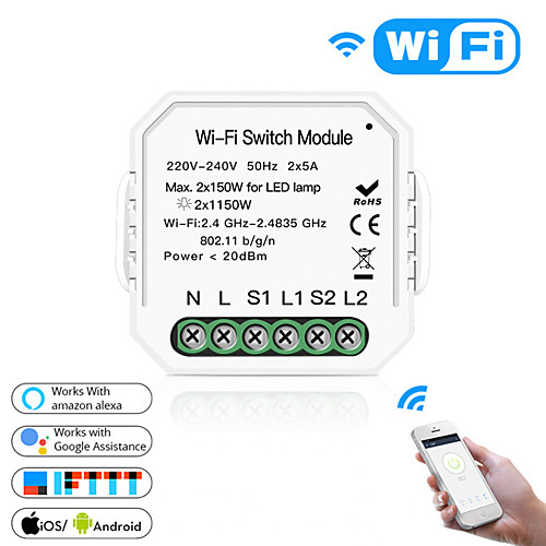 

Tuya2 Way WiFi Switch Independently Controls Smart Switch Support Alexa Google Home