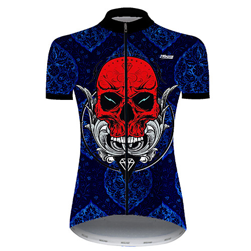 

21Grams Women's Short Sleeve Cycling Jersey Nylon Polyester Black / Red Skull Funny Bike Jersey Top Mountain Bike MTB Road Bike Cycling Breathable Quick Dry Ultraviolet Resistant Sports Clothing