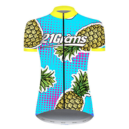 

21Grams Women's Short Sleeve Cycling Jersey Summer Nylon Polyester BlueYellow Gradient Pineapple Fruit Bike Jersey Top Mountain Bike MTB Road Bike Cycling Ultraviolet Resistant Quick Dry Breathable