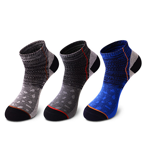 

R-BAO Athletic Sports Socks Running Socks 1 Pair Men's Socks Breathable Sweat wicking Comfortable Running Active Training Jogging Sports Color Block Chinlon Elastane Cotton Dark Grey Blue Light Grey