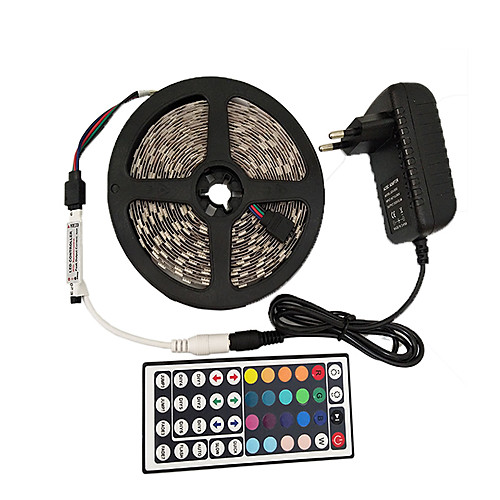 

5m Light Sets RGB Strip Lights 150 LEDs 5050 SMD 10mm 1 44Keys Remote Controller 1 x 2A power adapter 1 set RGB Cuttable Decorative Self-adhesive 12 V 110-240 V