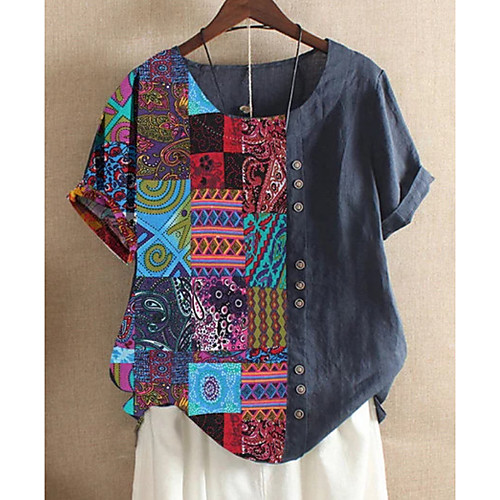 

Women's Geometric T-shirt Daily Blue
