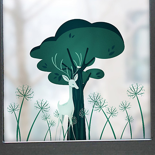 

6058cm Cartoon Deer And Tree Scenery Pattern Matte Window Sticker Bathroom Kitchen Kids Room Shop Living Room Bedroom Balcony Window Film