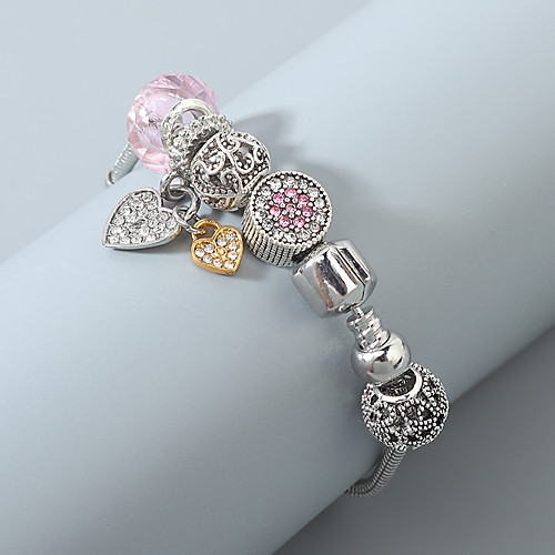 

Classic Birthday Heart Stylish Dangling European Trendy Alloy Bracelet Jewelry White For Gift Formal Prom Date Birthday
