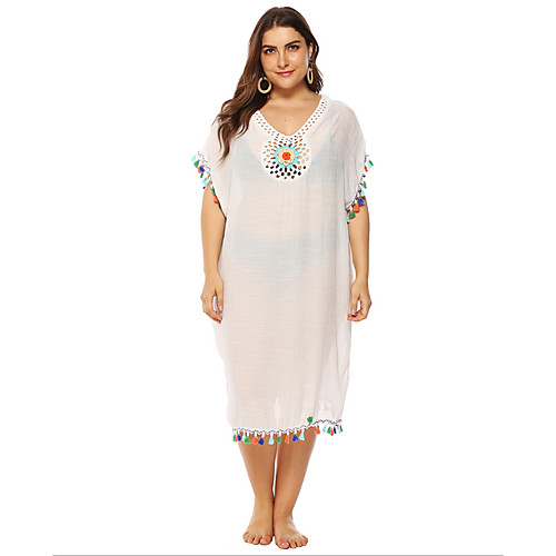 

Women's Cover-Up Swimwear Swimsuit - Solid Colored One-Size White