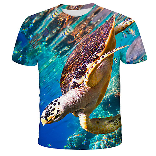 

Men's T shirt Graphic Animal Print Short Sleeve Daily Tops Streetwear Exaggerated Rainbow