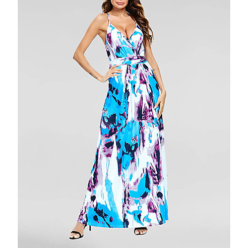 

Women's Sheath Dress Maxi long Dress - Sleeveless Floral Summer V Neck Sexy Boho 2020 Purple Red Pink Green Light Green Rainbow Yellow-blue Golden / White Light Blue Light Pink S M L XL XXL