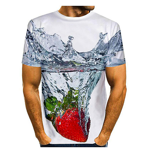 

Men's T shirt Graphic Fruit Print Short Sleeve Daily Tops Basic White