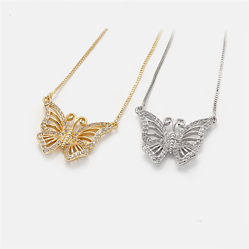 

Women's Pendant Necklace Necklace Long Necklace Butterfly Korean Sweet Fashion Modern Copper Gold Plated Gold Silver 20 cm Necklace Jewelry For Party Evening Prom Birthday Party Beach Festival