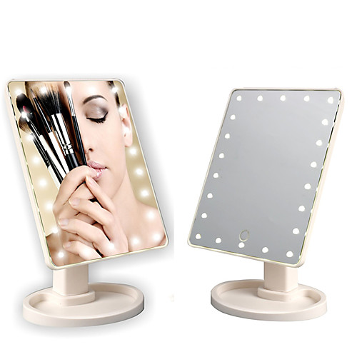 

22 LED Lights Touch Screen Makeup Mirror Bright Adjustable USB Use 360 Convenient Rotating Mirror