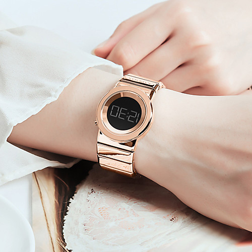 

Women's Digital Watch Outdoor Fashion Stainless Steel Digital Rose Gold Black Blue Water Resistant / Waterproof Digital
