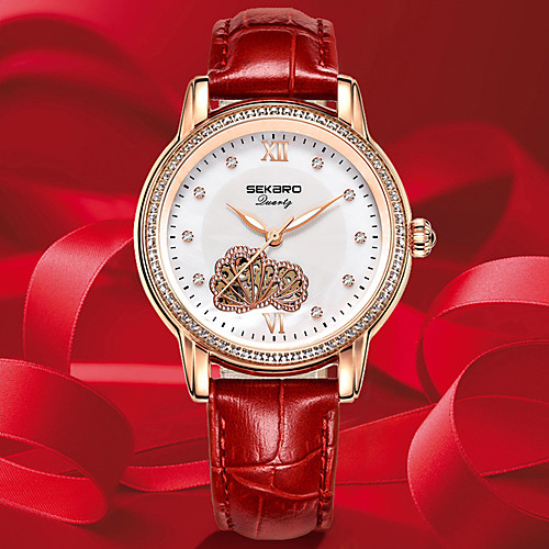 

Women's Quartz Watches Casual Elegant Genuine Leather Quartz White Black Red Water Resistant / Waterproof Lovely Analog