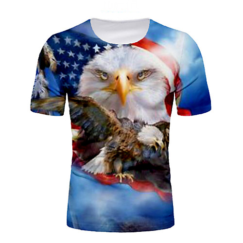 

Men's T shirt Shirt Graphic National Flag Print Short Sleeve Daily Tops Round Neck Blue