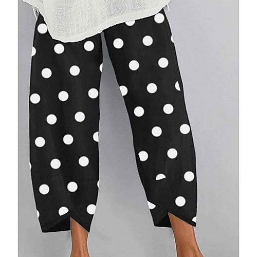 

Women's Basic Chinos Pants - Polka Dot Black Green S / M / L