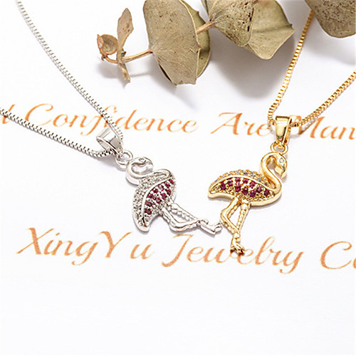 

Women's Necklace Flamingo Artistic Classic Copper Gold Silver 49.7 cm Necklace Jewelry 1pc For Anniversary Street Festival