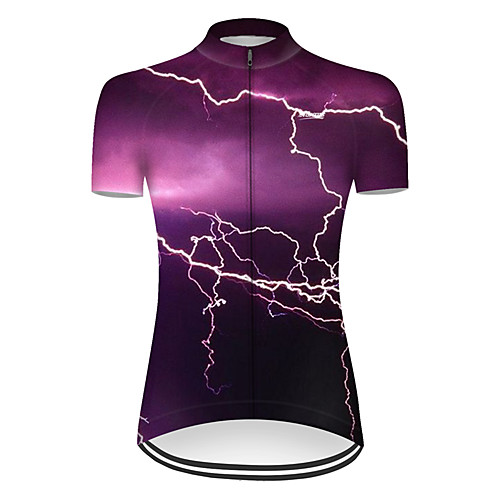 

21Grams Women's Short Sleeve Cycling Jersey Summer Nylon Polyester Violet Lightning Gradient 3D Bike Jersey Top Mountain Bike MTB Road Bike Cycling Ultraviolet Resistant Quick Dry Breathable Sports