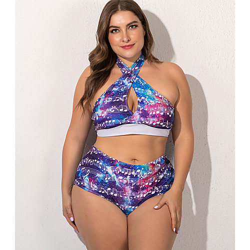 

Women's Tankini Swimwear Swimsuit - Geometric L XL XXL Blue