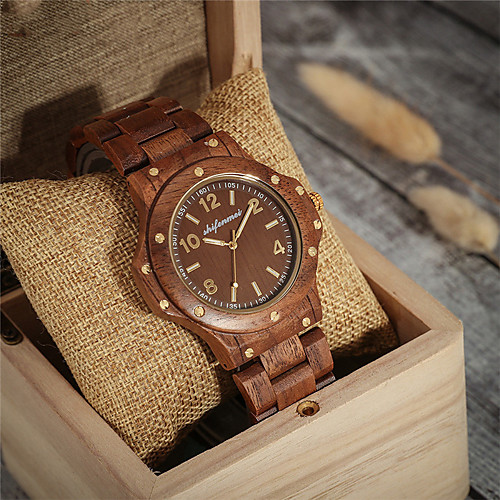 

Men's Sport Watch Japanese Quartz Wood Wooden Day Date Analog Fashion Cool - Brown One Year Battery Life