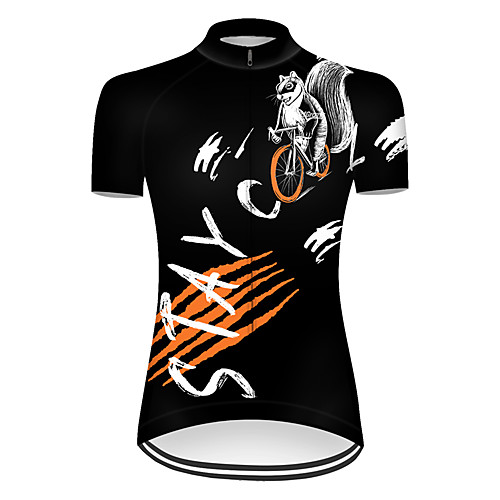 

21Grams Women's Short Sleeve Cycling Jersey Summer Nylon Polyester BlackWhite Squirrel Animal Bike Jersey Top Mountain Bike MTB Road Bike Cycling Ultraviolet Resistant Quick Dry Breathable Sports
