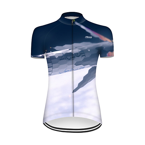 

21Grams Women's Short Sleeve Cycling Jersey Summer Nylon Polyester BlueWhite Gradient 3D Rocket Bike Jersey Top Mountain Bike MTB Road Bike Cycling Ultraviolet Resistant Quick Dry Breathable Sports