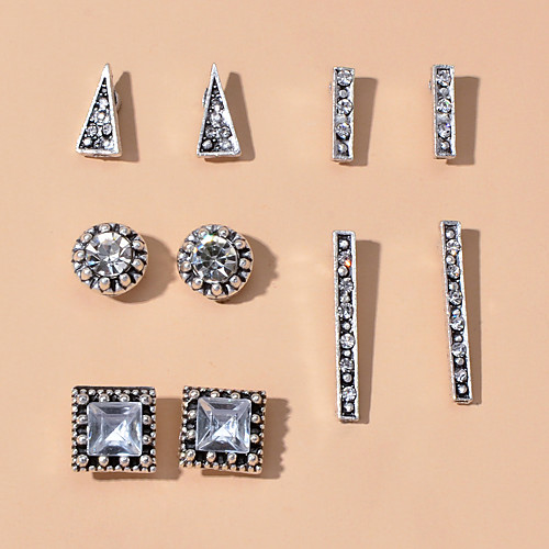 

Women's Earrings Geometrical Wedding Stylish Classic Elegant Trendy French Imitation Diamond Earrings Jewelry Silver For Party Evening Engagement Birthday Beach Promise 5 Pairs