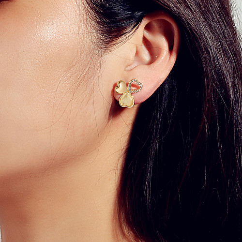 

Women's Earrings Sweet Heart Wedding Elegant Trendy Modern Cute French Earrings Jewelry Gold For Wedding Party Evening Engagement Vacation Beach 1 Pair