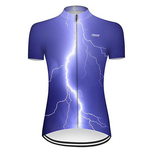 

21Grams Women's Short Sleeve Cycling Jersey Nylon Polyester Blue 3D Lightning Gradient Bike Jersey Top Mountain Bike MTB Road Bike Cycling Breathable Quick Dry Ultraviolet Resistant Sports Clothing