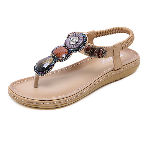 

Women's Sandals Summer Flat Heel Open Toe Daily PU Almond / Black / Red