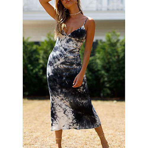 

Women's Strap Dress Midi Dress - Sleeveless Tie Dye Summer Sexy 2020 Blue S M L XL