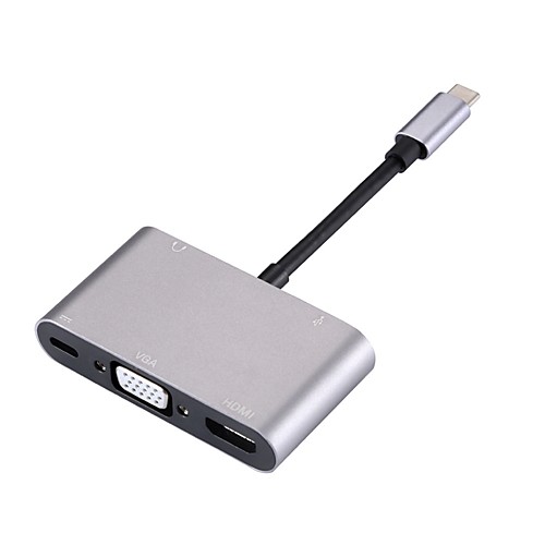 

USB C HDMI VGA Adapter Usb C Hub to Usb3.0 Usbc Charge 3.5mm Aux Jack Cable Multiport Converter for Macbook Smart Phone