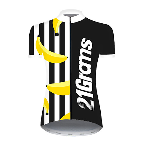 

21Grams Women's Short Sleeve Cycling Jersey Summer Nylon Polyester Black / Yellow Banana Fruit Bike Jersey Top Mountain Bike MTB Road Bike Cycling Ultraviolet Resistant Quick Dry Breathable Sports