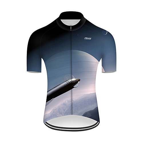 

21Grams Men's Short Sleeve Cycling Jersey Summer Nylon Polyester BlueWhite Gradient 3D Rocket Bike Jersey Top Mountain Bike MTB Road Bike Cycling Ultraviolet Resistant Quick Dry Breathable Sports