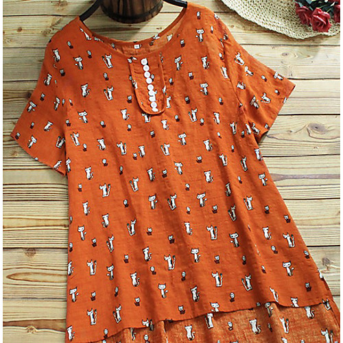 

Women's Graphic Blouse Daily White / Orange / Navy Blue