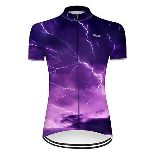 

21Grams Women's Short Sleeve Cycling Jersey Nylon Polyester Violet 3D Lightning Gradient Bike Jersey Top Mountain Bike MTB Road Bike Cycling Breathable Quick Dry Ultraviolet Resistant Sports Clothing