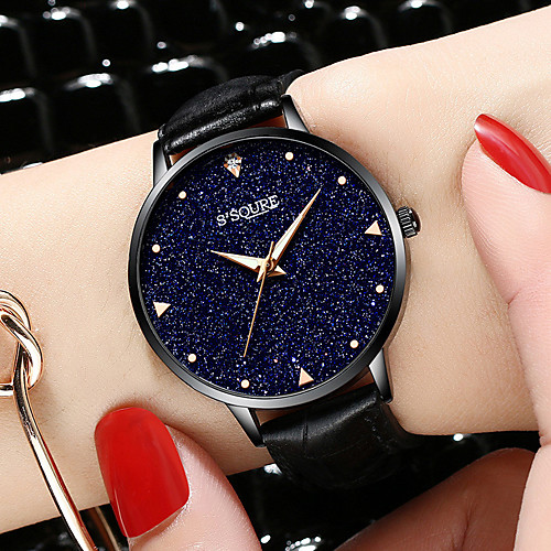 

Women's Quartz Watches Sparkle Fashion Genuine Leather Chinese Quartz GoldenBlack WhiteGolden WhiteSilver Water Resistant / Waterproof 30 m 1 pc Analog One Year Battery Life