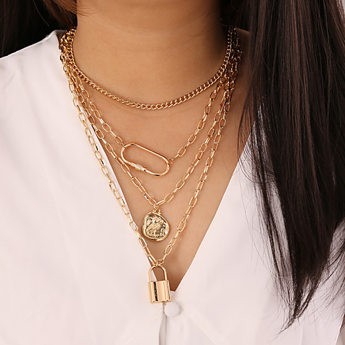 

Women's Pendant Necklace Necklace Layered Necklace Stacking Stackable Lucky Statement Classic Punk Trendy Chrome Gold 60 cm Necklace Jewelry 1pc For Party Evening Formal Street Beach Festival