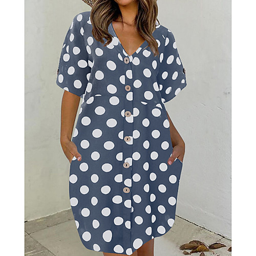 

Women's A-Line Dress Knee Length Dress - Short Sleeves Polka Dot Summer Work 2020 Black Red Light Blue M L XL XXL XXXL XXXXL XXXXXL