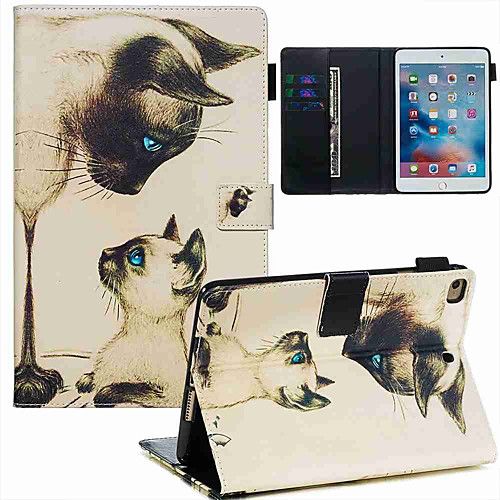 

Case For Apple iPad Mini 3/2/1 / iPad Mini 4 / iPad Mini 5 Wallet / Card Holder / with Stand Full Body Cases Cat PU Leather / TPU