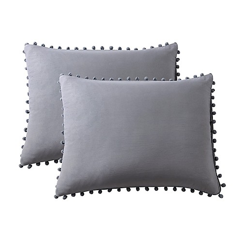 

Bedding Pillowcases Soft Cotton Shams Solid Color Gray White Pillowcase Set Hypoallergenic Wrinkle Resistant (2PCS Pillowcases Without Insert)