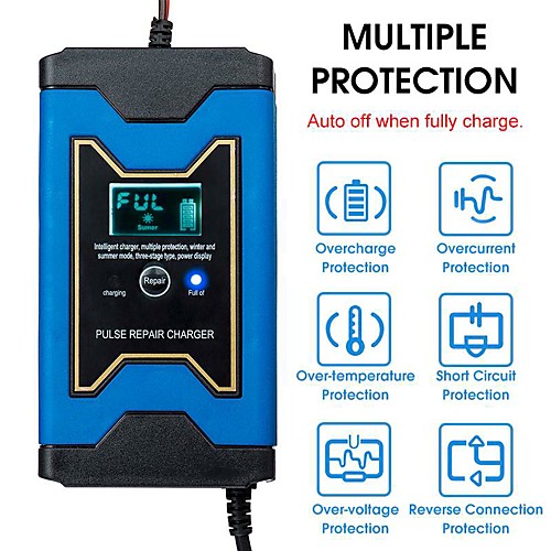 

12V Full Automatic Car Battery Charger Power Intelligent Pulse Repair LCD Truck Motorcycle Battery Charger