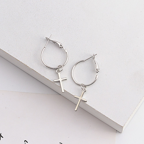 

Women's Hanging Cross Earrings Cross Classic Trendy Fashion Modern Cool Earrings Jewelry Silver For Gift Prom Date Street Festival
