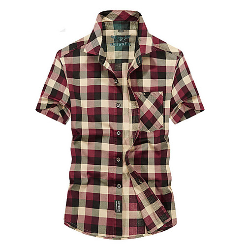 

Men's Plaid Shirt Basic Daily Red / Green